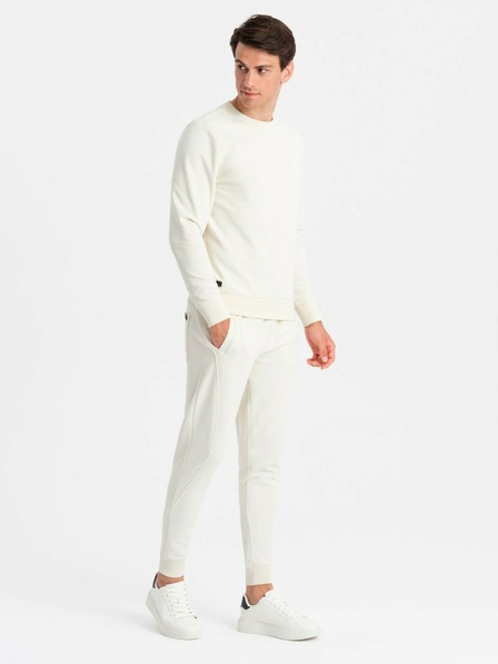 Ombre Clothing Ανδρική βαμβακερή φόρμα BASIC κρεμ Ombre Clothing