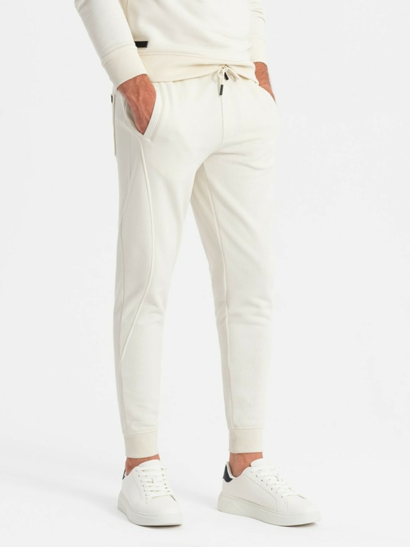 Ombre Clothing Ανδρική βαμβακερή φόρμα BASIC κρεμ Ombre Clothing