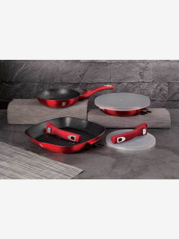 Berlingerhaus Σετ τηγανιών με αποσπώμενη λαβή 5 τεμ. Burgundy Metallic Line grill BERLINGERHAUS