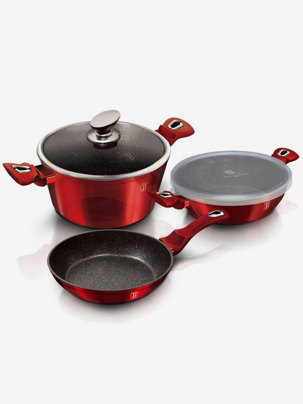 Berlingerhaus Σειρά πιάτων με μαρμάρινη επιφάνεια 5 τεμ Βουργουνδία Metallic Line BERLINGERHAUS