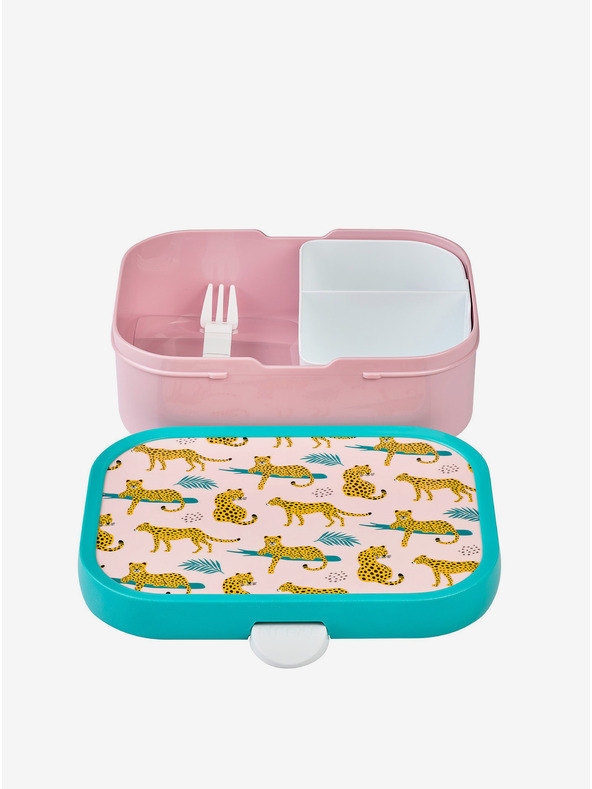 Mepal Mepal Campus Leopard παιδικό κουτί σνακ σε τυρκουάζ-ροζ χρώμα