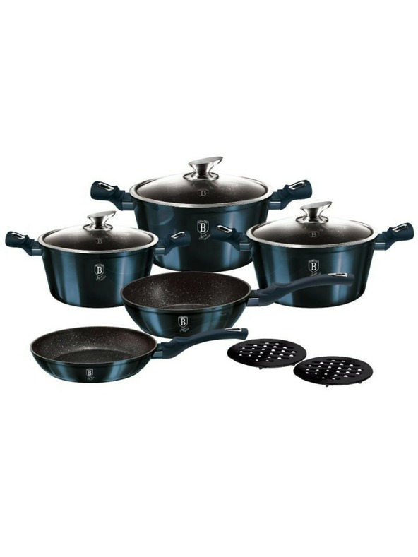 Berlingerhaus Σετ μαγειρικών σκευών με μαρμάρινη επιφάνεια 10 τεμ. Aquamarine Metallic Line BERLINGERHAUS