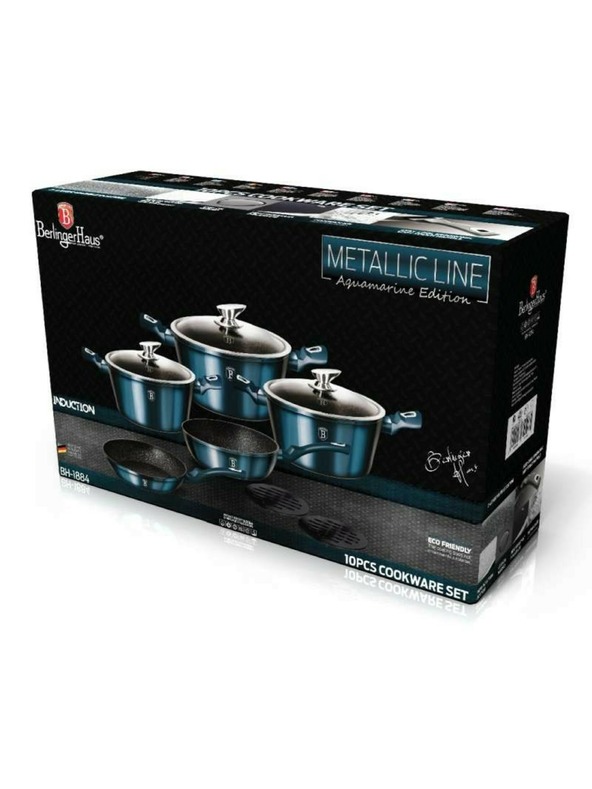 Berlingerhaus Σετ μαγειρικών σκευών με μαρμάρινη επιφάνεια 10 τεμ. Aquamarine Metallic Line BERLINGERHAUS