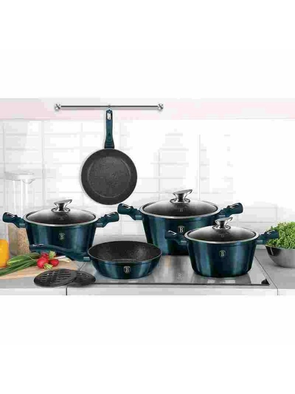 Berlingerhaus Σετ μαγειρικών σκευών με μαρμάρινη επιφάνεια 10 τεμ. Aquamarine Metallic Line BERLINGERHAUS