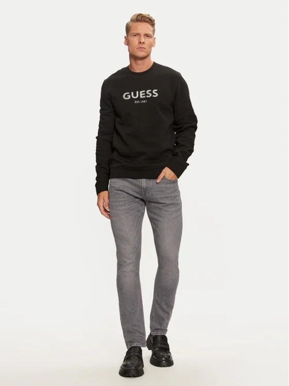 Guess Jeans Ανδρική μαύρη φούτερ Guess Box Cn Sweatshirt