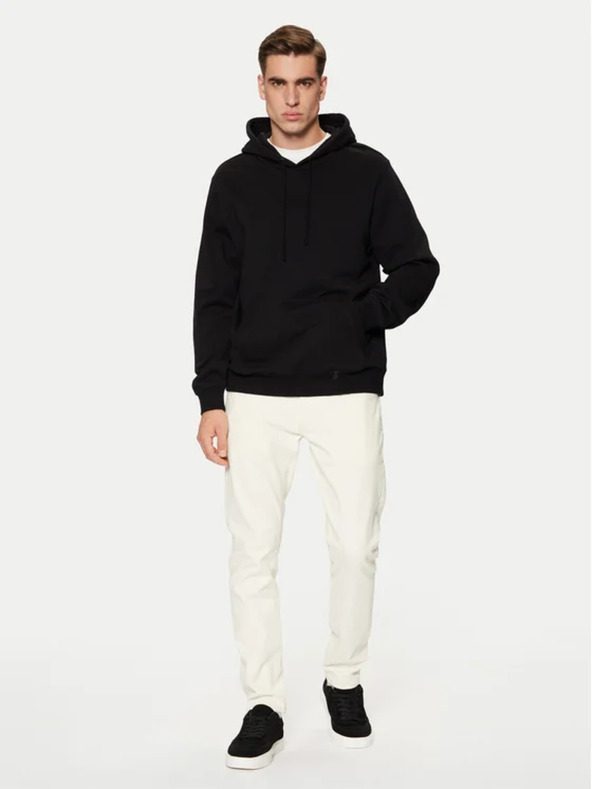 Guess Jeans Ανδρική μαύρη φούτερ με κεντημένο λογότυπο και κουκούλα Guess jeans