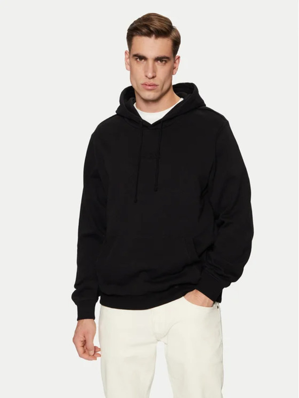 Guess Jeans Ανδρική μαύρη φούτερ με κεντημένο λογότυπο και κουκούλα Guess jeans