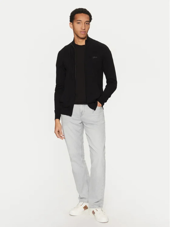 Guess Jeans Ανδρικό μαύρο ζακέτα με κεντημένο λογότυπο Guess jeans