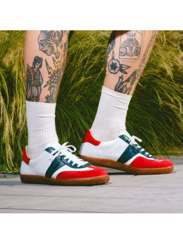 BOTAS *** Γυναικεία δερμάτινα αθλητικά παπούτσια / sneakers κόκκινα-πράσινα-λευκά Botas Iconic Mexiko 68