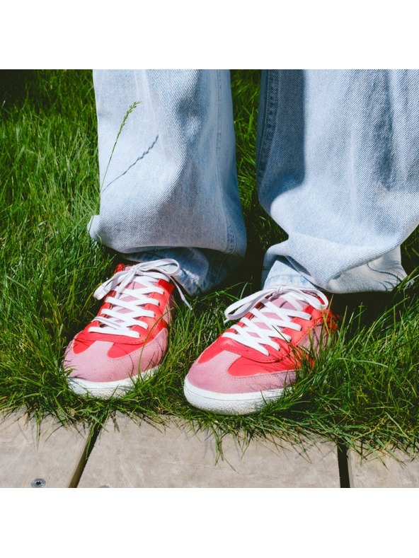 BOTAS *** Γυναικεία δερμάτινα αθλητικά παπούτσια / sneakers κόκκινα-ροζ Botas Iconic Nagano 98