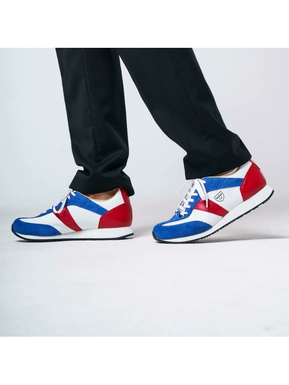 BOTAS *** Γυναικεία δερμάτινα αθλητικά παπούτσια / sneakers λευκά-μπλε-κόκκινα Botas Authentic Tricolor