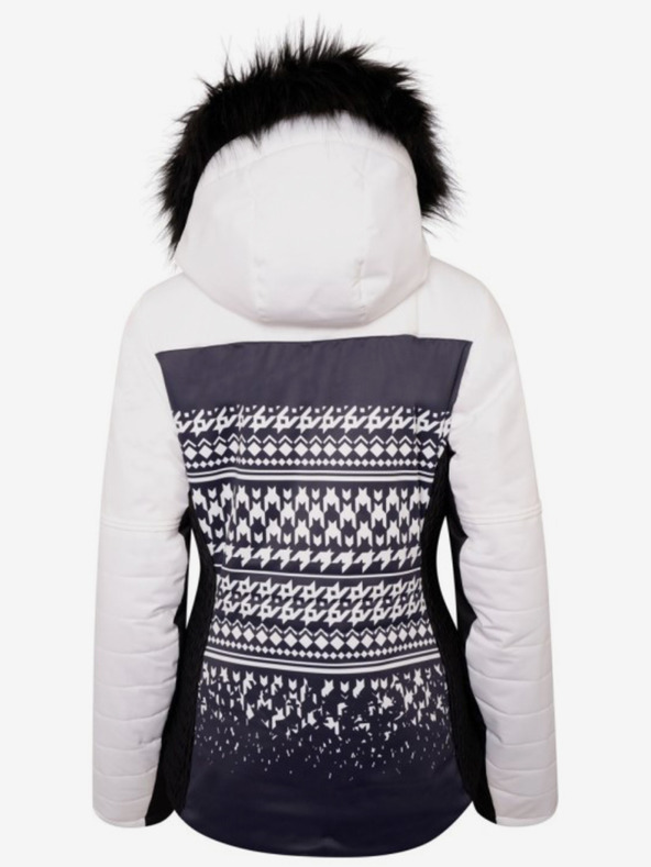 Dare 2B Dare 2B Prestige Λευκό και μαύρο γυναικείο σακάκι σκι με κουκούλα και μοτίβο από ψεύτικη γούνα