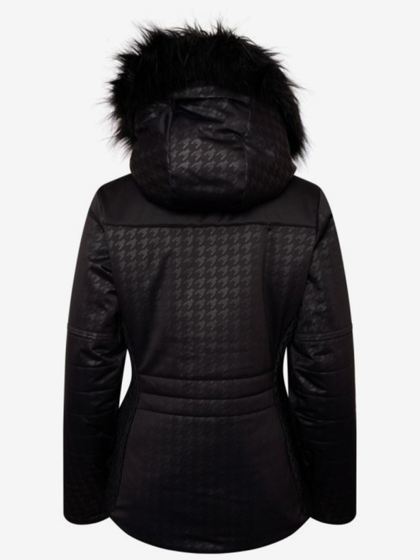 Dare 2B Μαύρο γυναικείο σακάκι σκι με κουκούλα και σχέδιο και faux γούνα Dare 2B Prestige