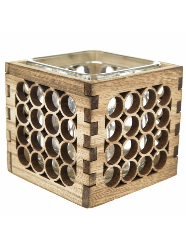 Casa de Engel Ξύλινο κηροπήγιο με γυαλί - φυσικό, 0/40