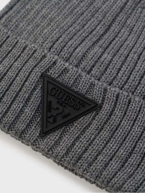 Guess Jeans Ανδρικό γκρι χειμερινό καπέλο Guess Triangle Logo