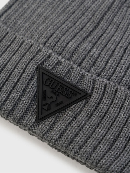 Guess Jeans Ανδρικό γκρι χειμερινό καπέλο Guess Triangle Logo