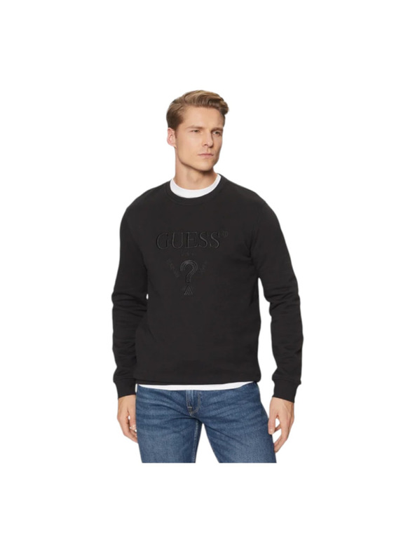 Guess Jeans Ανδρικό μαύρο φούτερ με κεντητό λογότυπο Guess jeans