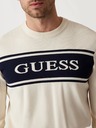 Guess Jeans Ανδρικό λευκό πουλόβερ με ρίγες Guess jeans
