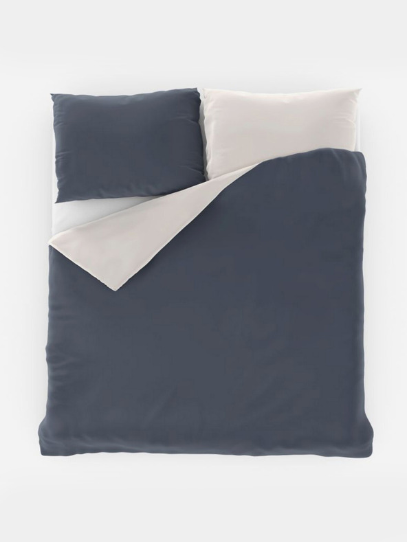 Kvalitex Σατέν γαλλικό παπλωματοθήκη LUXURY COLLECTION 1+2, 220x200, 70x90εκ σκούρο γκρι / λευκό