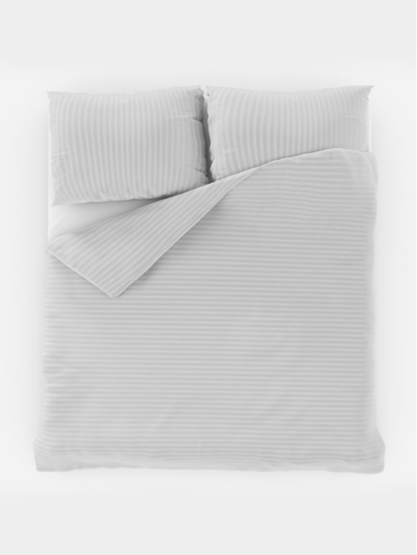 Kvalitex Σατέν κλινοσκεπάσματα με ρίγες 140x200, 70x90cm ΛΕΥΚΟ