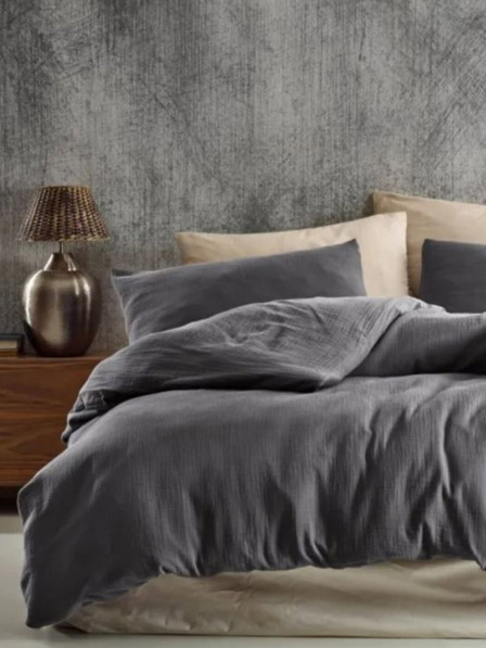 Kvalitex Γαλλικά μουσελίν σεντόνια 240x220, 70x90εκ σκούρο γκρι Kvalitex
