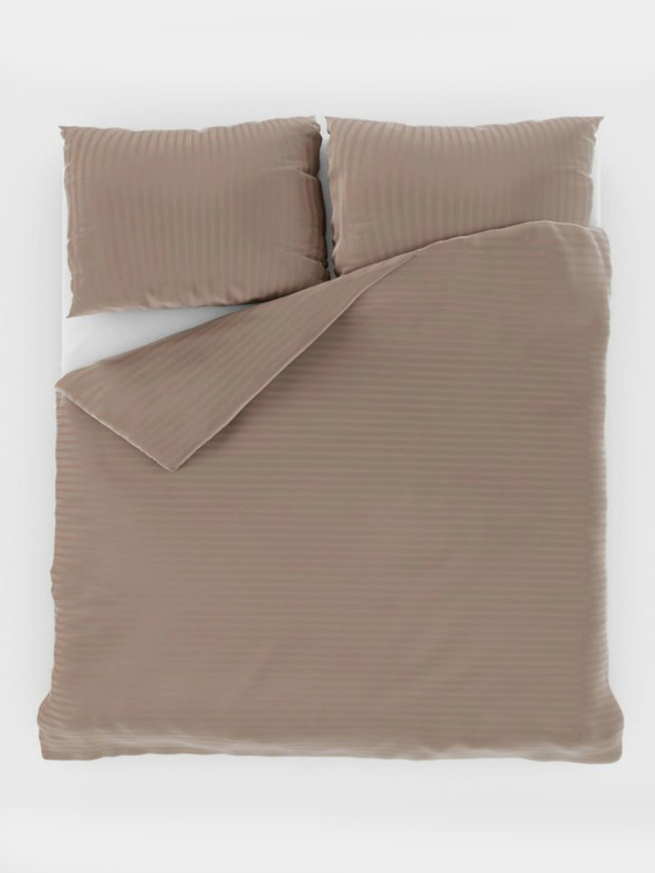 Kvalitex Γαλλική σατέν παπλωματοθήκη με ρίγες 1+2, 200x200, 70x90εκ μπεζ Kvalitex