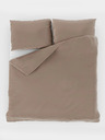 Kvalitex Γαλλική σατέν παπλωματοθήκη με ρίγες 1+2, 200x200, 70x90εκ μπεζ Kvalitex