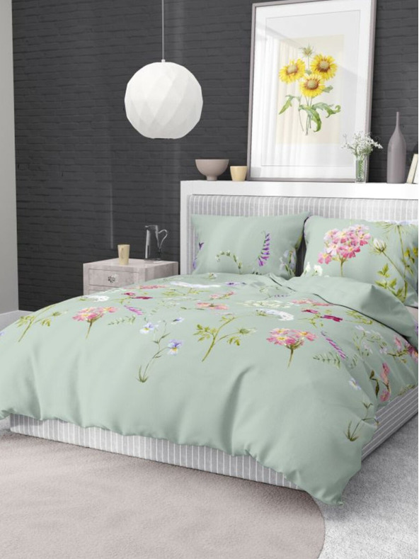 Kvalitex Σεντόνι από γαλλικό βαμβάκι DELUX 200x200, 70x90cm BOTANICA πράσινο