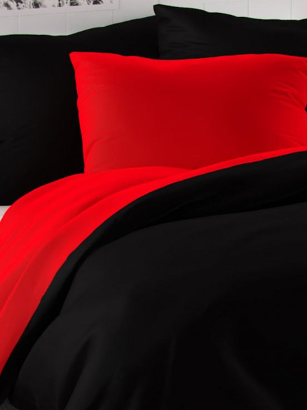 Kvalitex Σατέν γαλλικά κλινοσκεπάσματα LUXURY COLLECTION 1+2, 240x200, 70x90εκ κόκκινο / μαύρο Kvalitex
