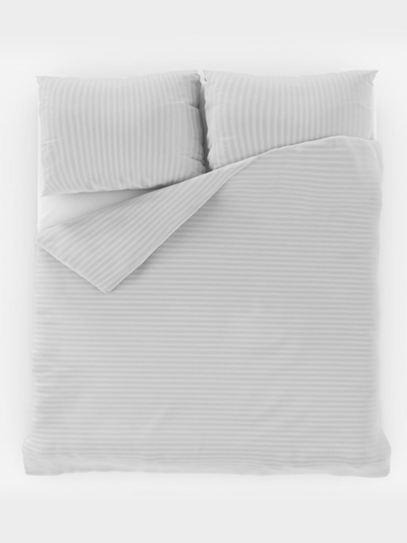 Kvalitex Γαλλικά σατέν σεντόνια με ρίγες 1+2, 240x200, 70x90cm ΛΕΥΚΟ