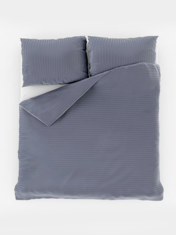 Kvalitex Σατέν παπλωματοθήκη με ρίγες επιμηκυμένη 140x220, 70x90cm ΣΚΟΥΡΟ ΓΚΡΙ