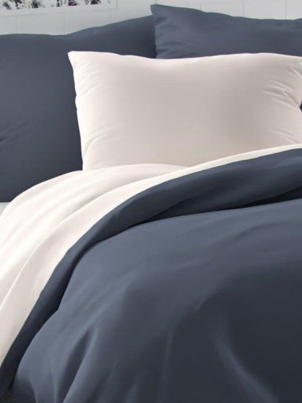 Kvalitex Σατέν γαλλικά κλινοσκεπάσματα LUXURY COLLECTION 1+2, 240x200, 70x90εκ σκούρο γκρι / λευκό