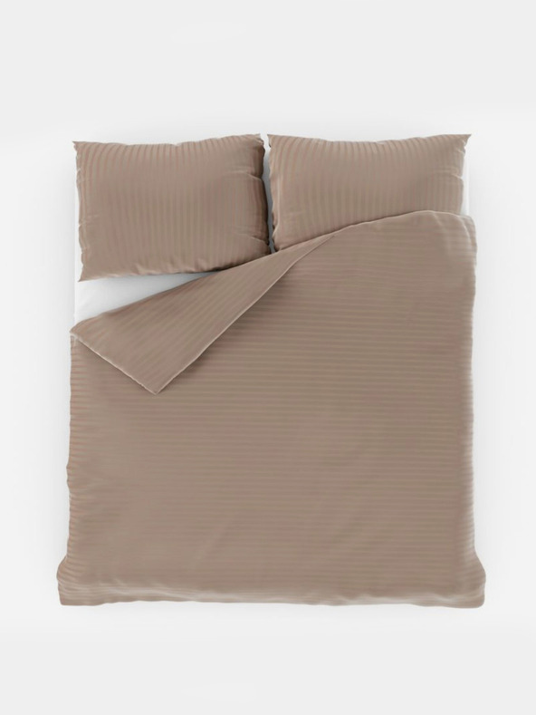 Kvalitex Σατέν πάπλωμα με ρίγες 140x200, 70x90cm μπεζ Kvalitex