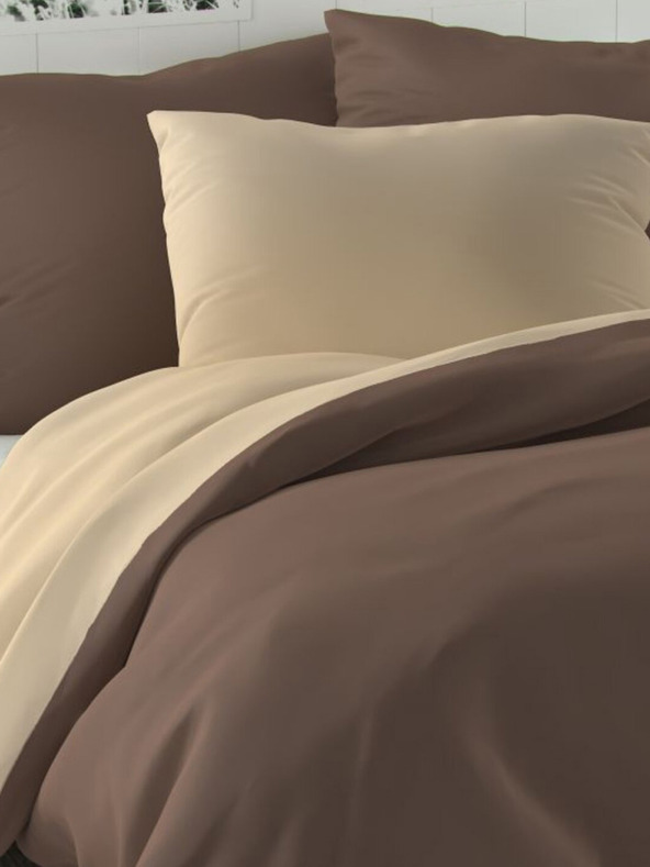 Kvalitex LUXURY COLLECTION σατέν σεντόνι 140x220, 70x90cm σκούρο καφέ / μπεζ