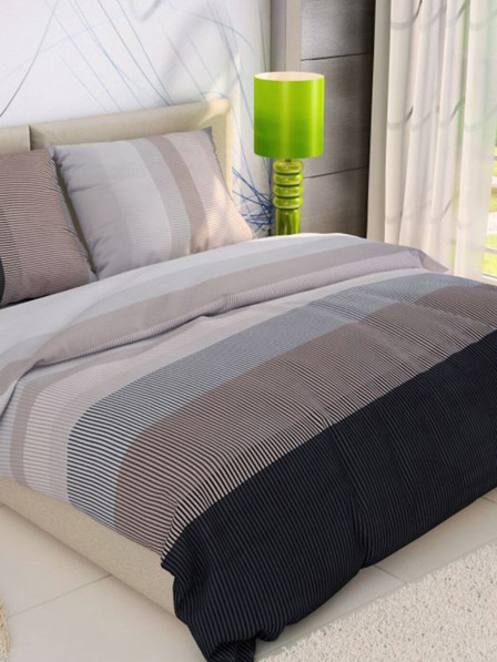 Kvalitex Γαλλικά βαμβακερά κλινοσκεπάσματα DELUX 220x200, 70x90cm NEPTUNE καφέ