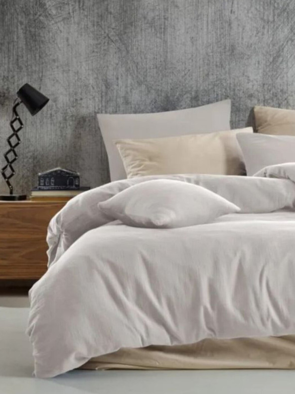 Kvalitex Γαλλικά μουσελίν σεντόνια 240x200, 70x90εκ κρεμ Kvalitex