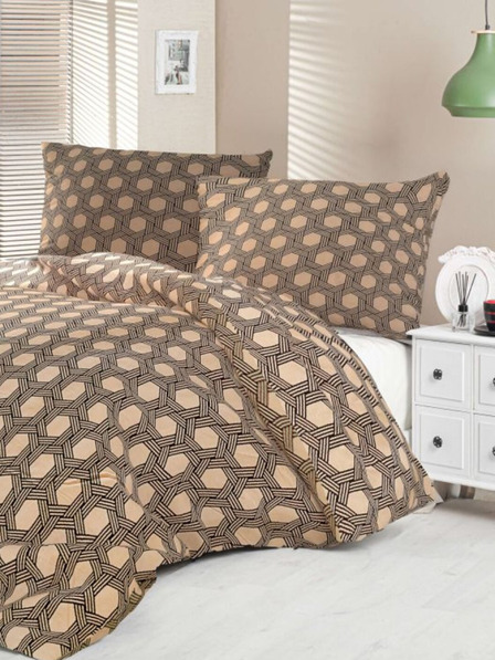 Kvalitex Σατέν γαλλικό παπλωματοθήκη Luxury Collection 1+2, 240x200, 70x90εκ Carero μπεζ Kvalitex