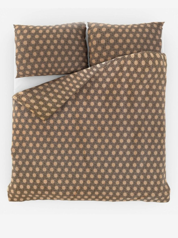 Kvalitex Σατέν γαλλικό παπλωματοθήκη Luxury Collection 1+2, 240x200, 70x90εκ Carero μπεζ Kvalitex