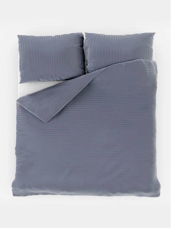 Kvalitex Σατέν παπλωματοθήκη με ρίγες 140x200, 70x90εκ σκούρο γκρι Kvalitex