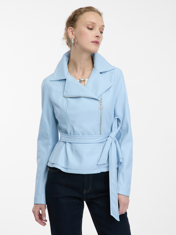 Orsay Ανοιχτό μπλε γυναικείο δερμάτινο μπουφάν ORSAY