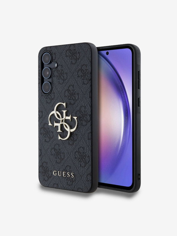 Guess Guess PU 4G Metal Logo Οπίσθιο Κάλυμμα για Samsung Galaxy A55 5G Γκρι