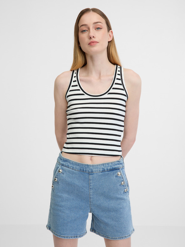 Orsay Λευκό-μαύρο γυναικείο crop τοπ ORSAY