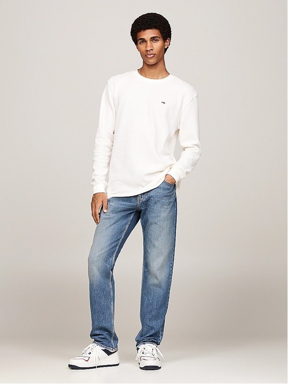 Tommy Jeans Λευκό ανδρικό μπλουζάκι με βαφλέ σχέδιο Tommy Jeans