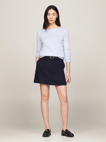 Tommy Hilfiger Γυναικείο ανοιχτό μπλε απαλό πλεκτό πουλόβερ με λαιμόκοψη βάρκα Tommy Hilfiger
