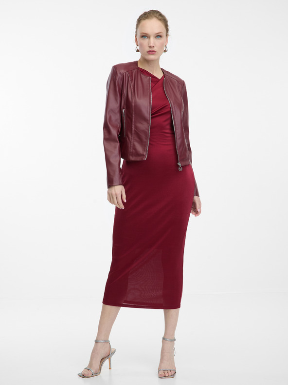 Orsay Μπορντό γυναικείο δερμάτινο μπουφάν ORSAY