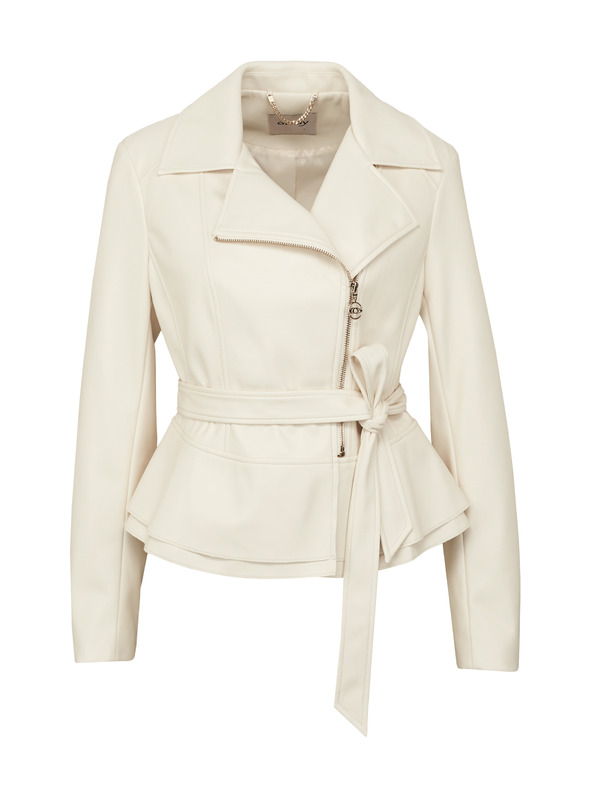 Orsay Κρεμ γυναικείο δερμάτινο μπουφάν ORSAY