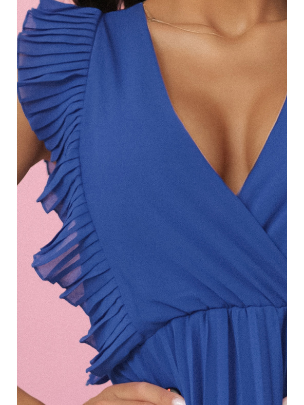 numoco Φόρεμα EMILY πτυχωτό με βολάν και ντεκολτέ