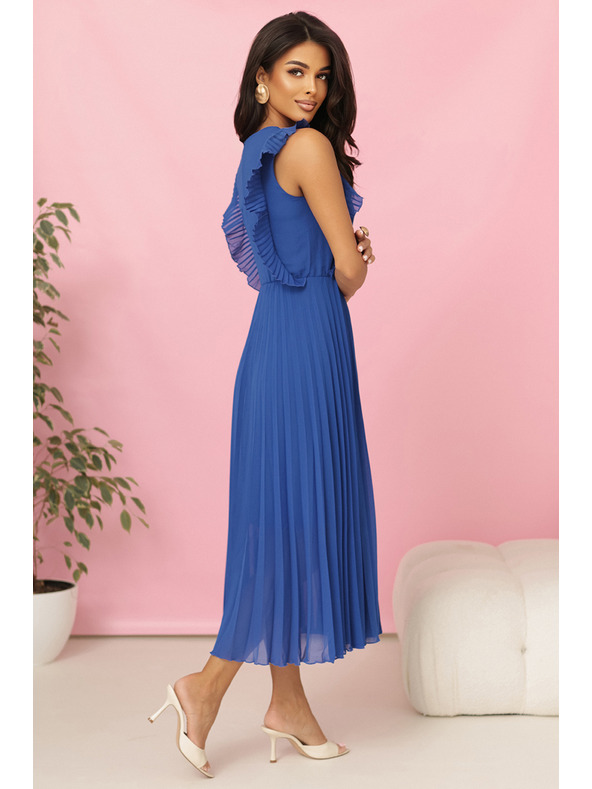 numoco Φόρεμα EMILY πτυχωτό με βολάν και ντεκολτέ