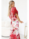 numoco Ελαφρύ κρουαζέ μάξι φόρεμα με φλοράλ μοτίβο κόκκινα τριαντάφυλλα