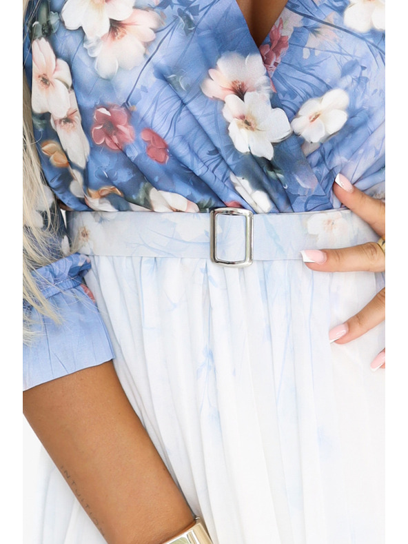 numoco Ελαφρύ μίντι φόρεμα με λαιμόκοψη V και πτυχώσεις